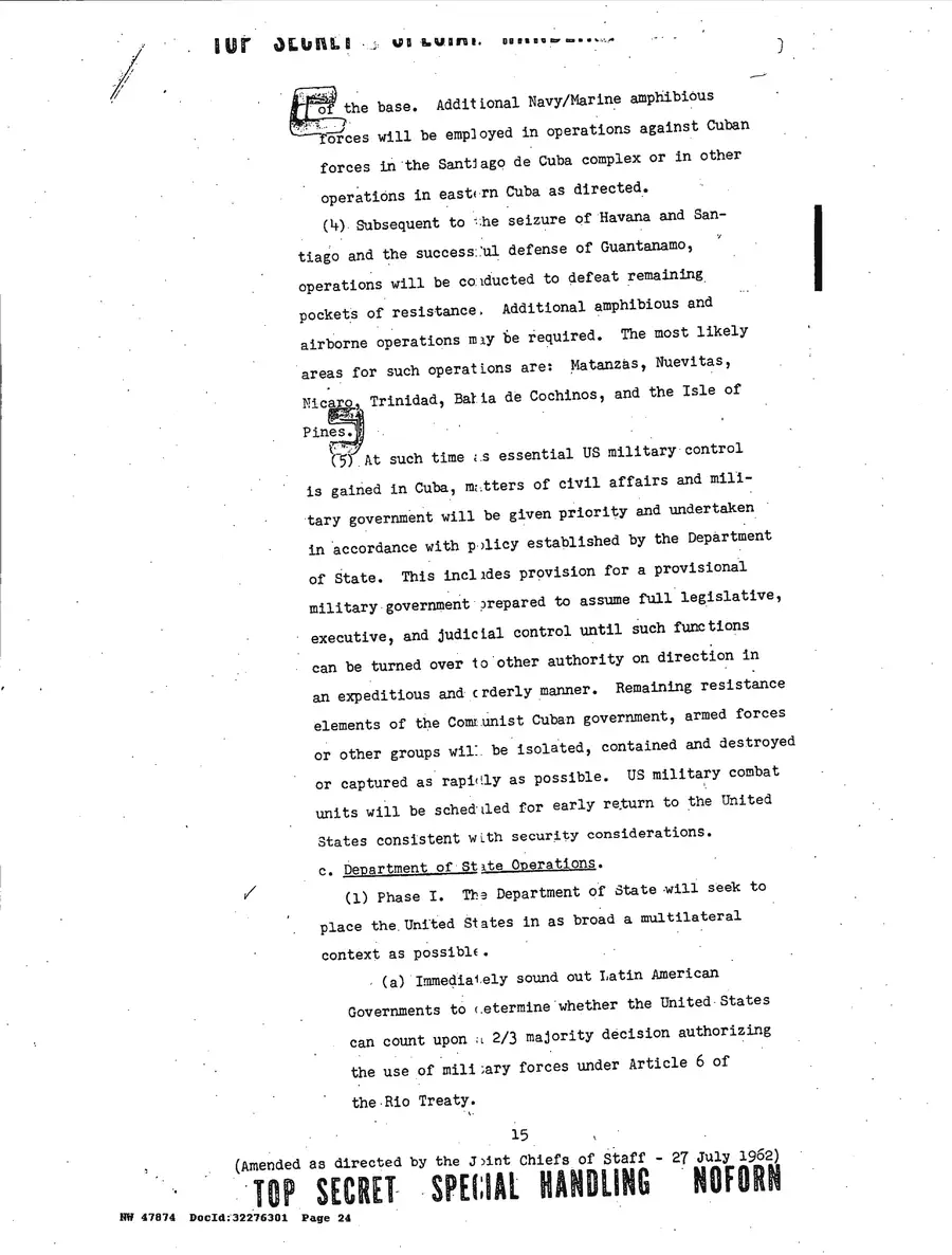 Justification for US Military Intervention in Cuba — source page 24, facsimile of the released scan