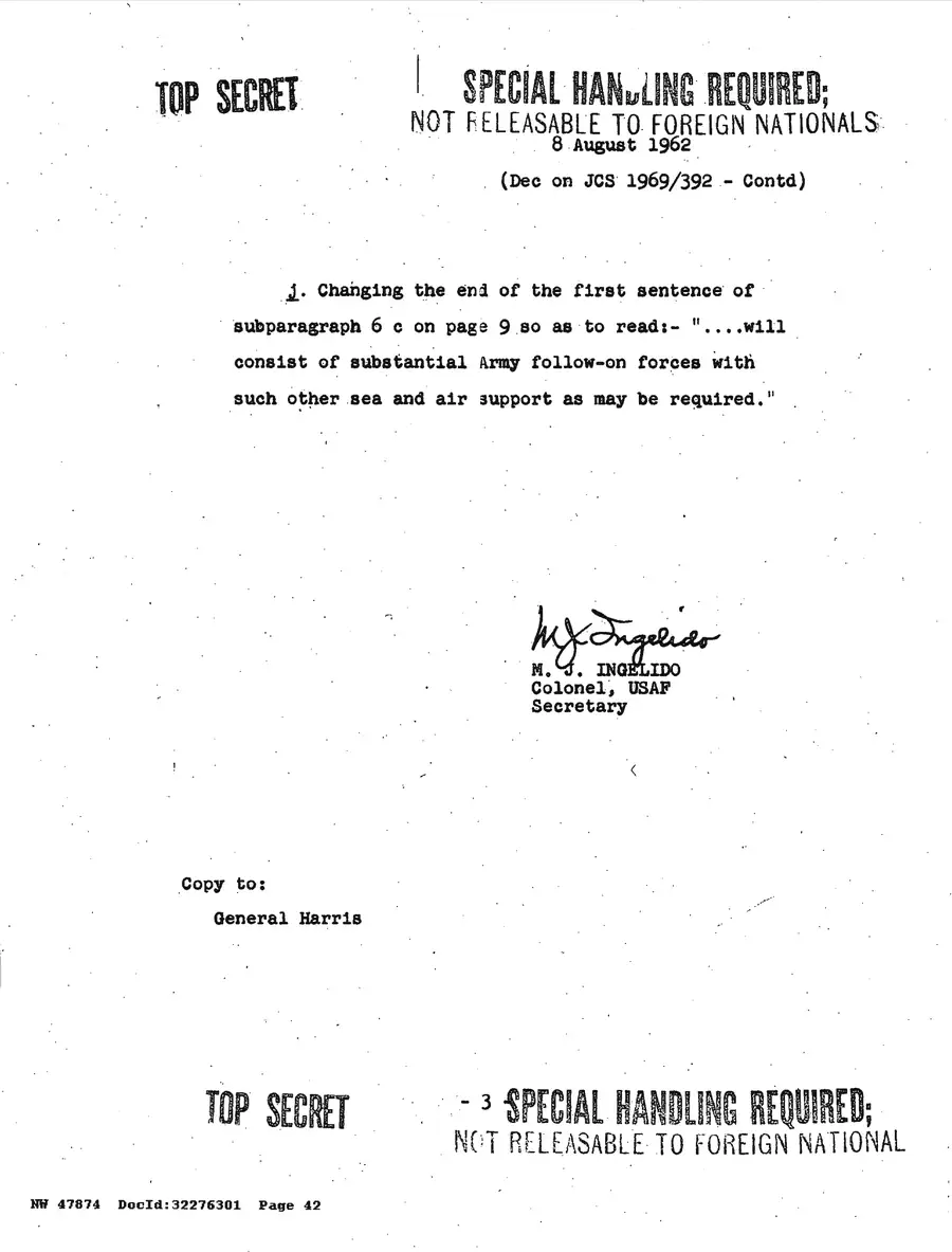Justification for US Military Intervention in Cuba — source page 42, facsimile of the released scan