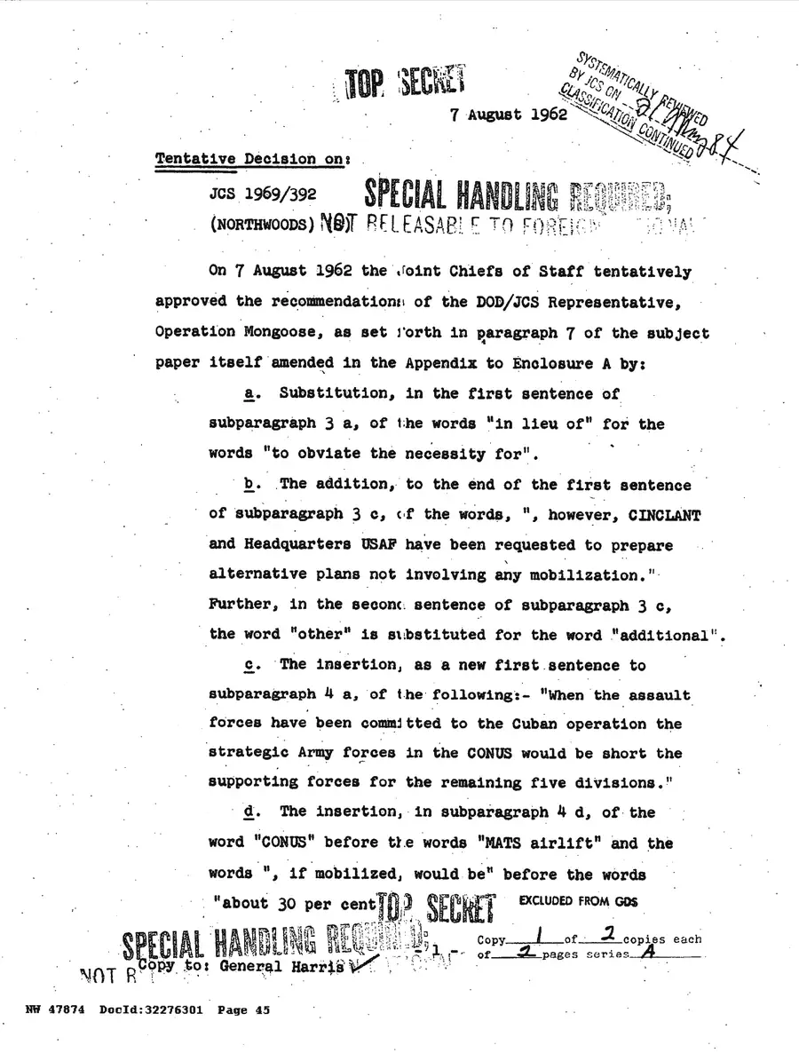 Justification for US Military Intervention in Cuba — source page 45, facsimile of the released scan
