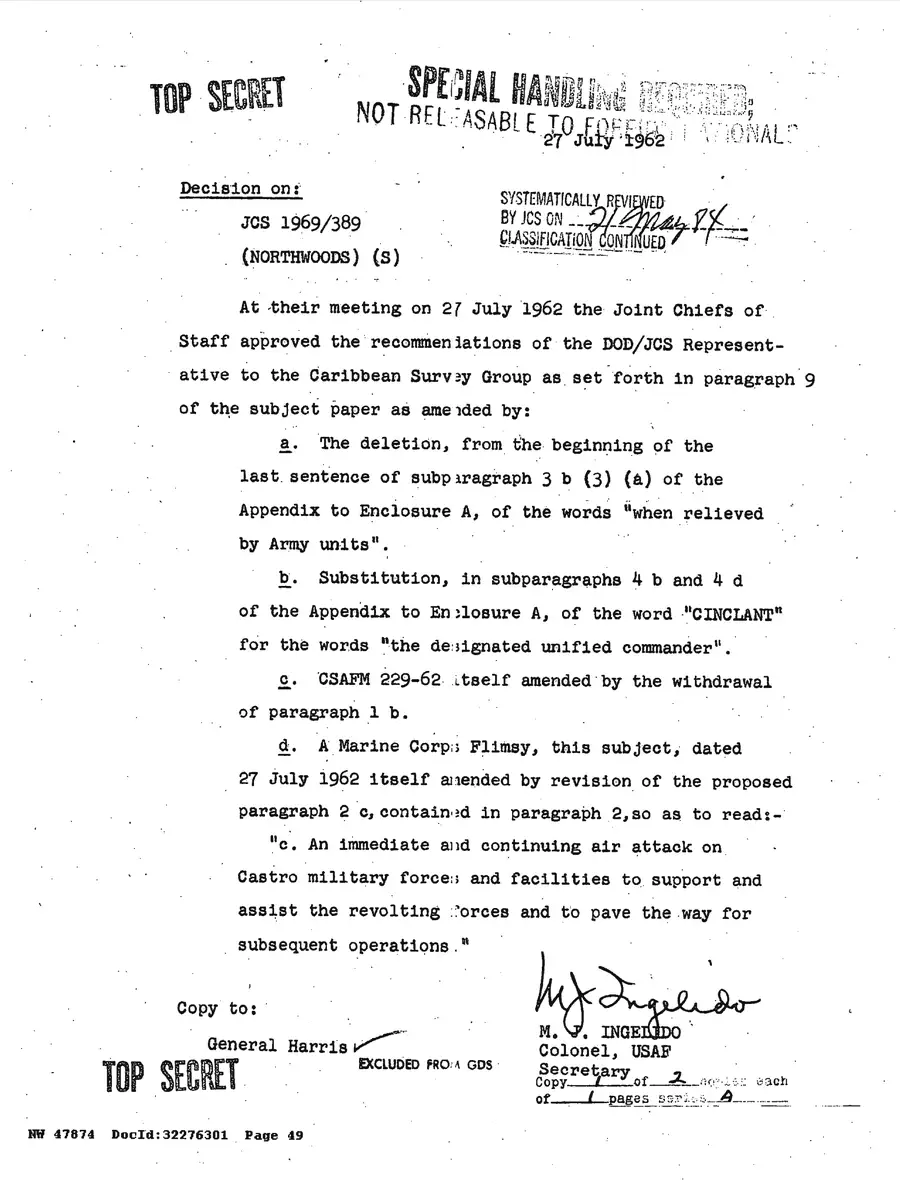 Justification for US Military Intervention in Cuba — source page 49, facsimile of the released scan