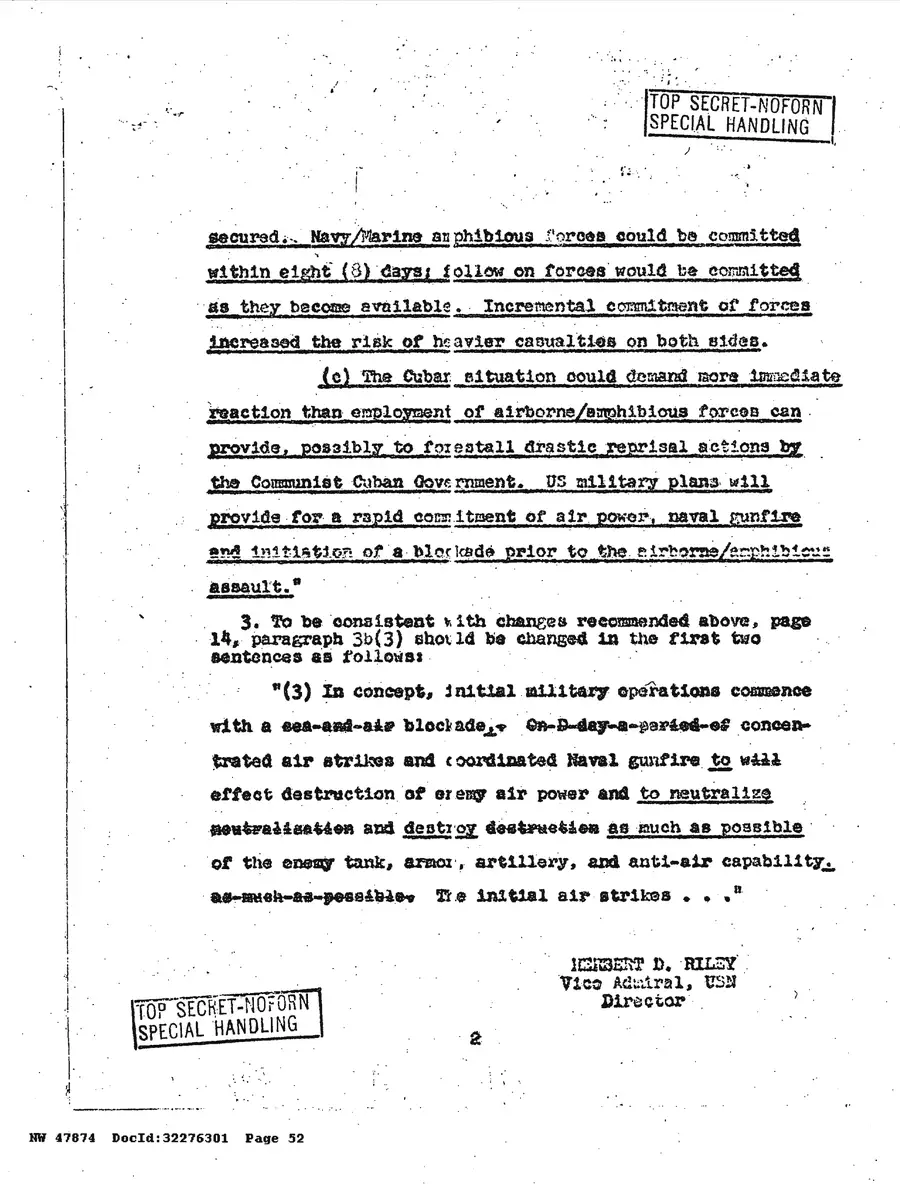 Justification for US Military Intervention in Cuba — source page 52, facsimile of the released scan