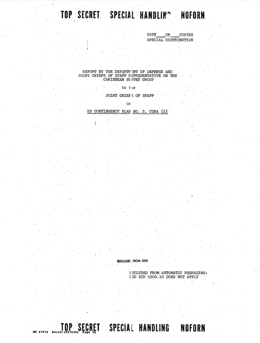Justification for US Military Intervention in Cuba — source page 56, facsimile of the released scan