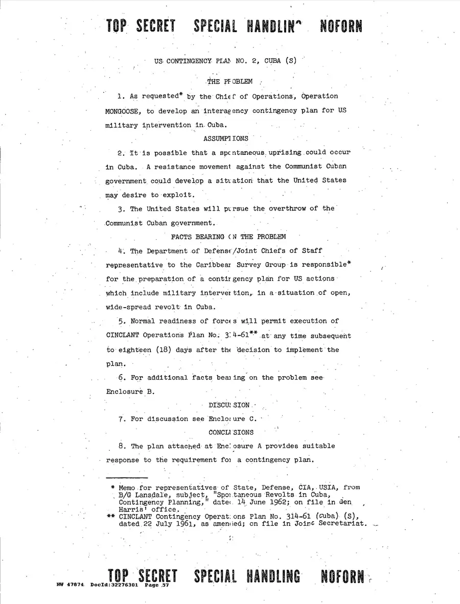 Justification for US Military Intervention in Cuba — source page 57, facsimile of the released scan