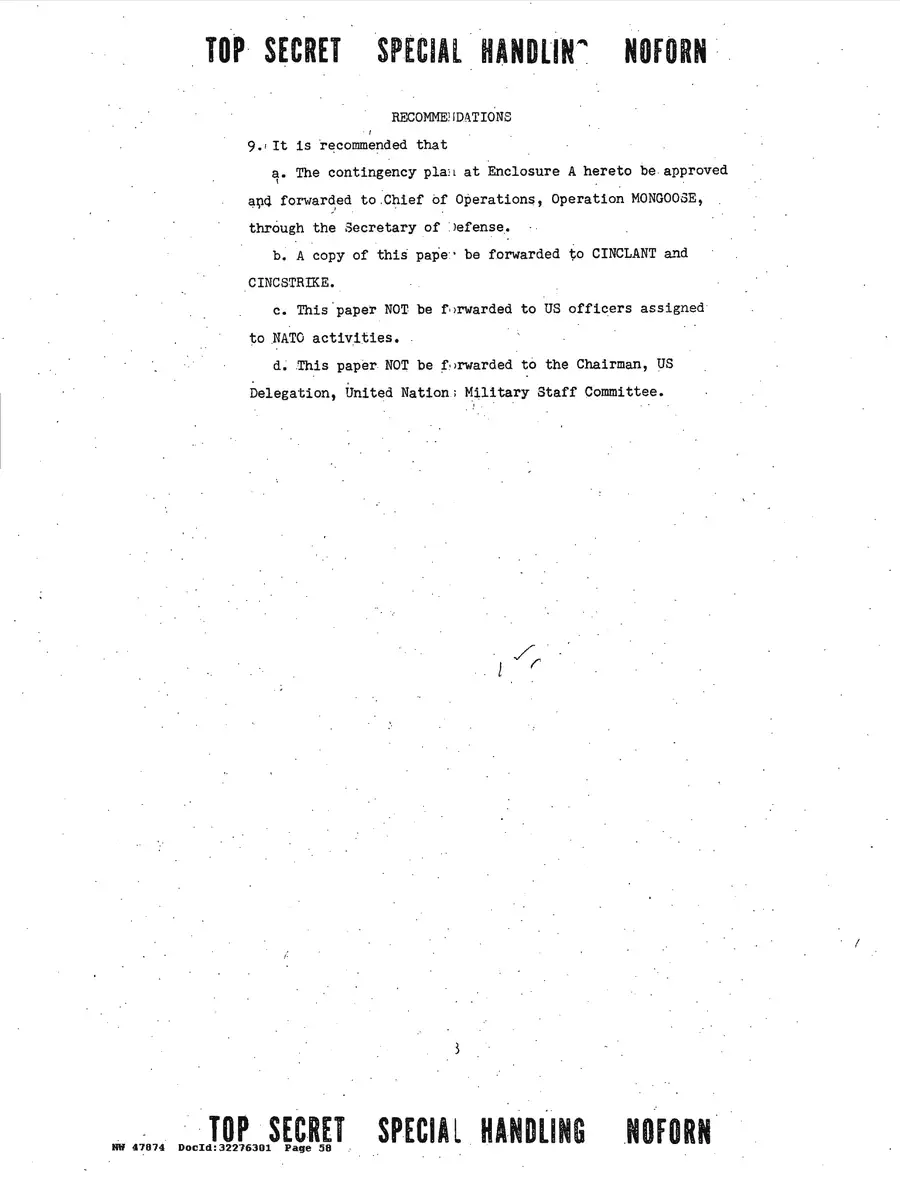 Justification for US Military Intervention in Cuba — source page 58, facsimile of the released scan