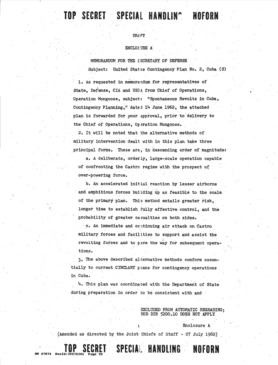 Justification for US Military Intervention in Cuba — source page 59, facsimile of the released scan