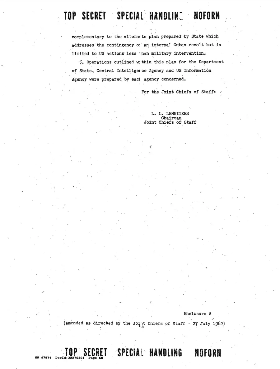 Justification for US Military Intervention in Cuba — source page 60, facsimile of the released scan