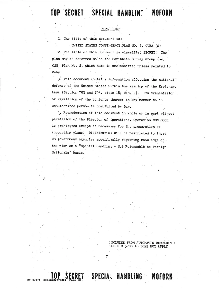 Justification for US Military Intervention in Cuba — source page 63, facsimile of the released scan