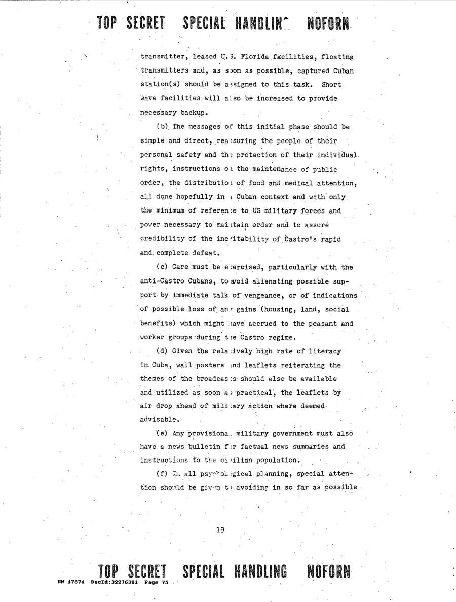 Justification for US Military Intervention in Cuba — source page 75, facsimile of the released scan