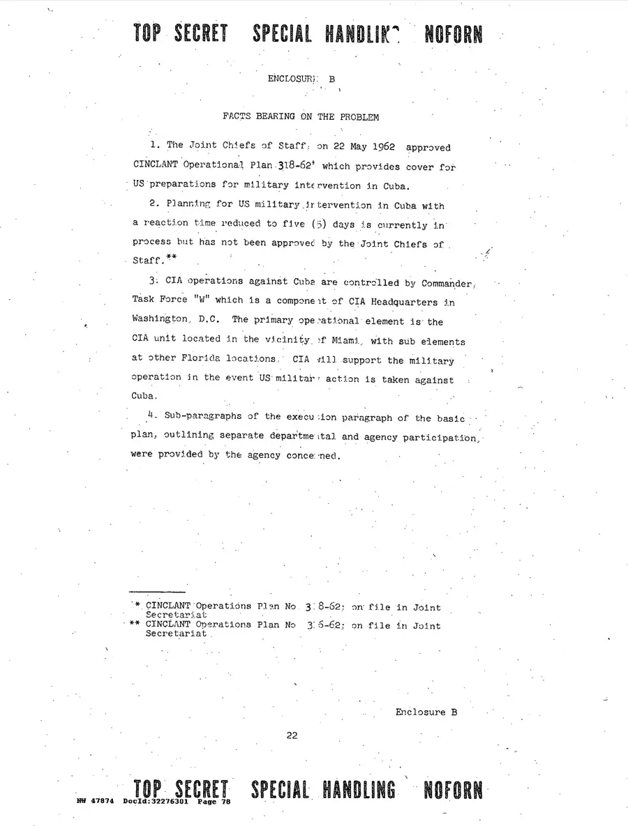 Justification for US Military Intervention in Cuba — source page 78, facsimile of the released scan