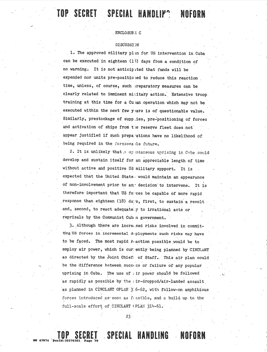 Justification for US Military Intervention in Cuba — source page 79, facsimile of the released scan