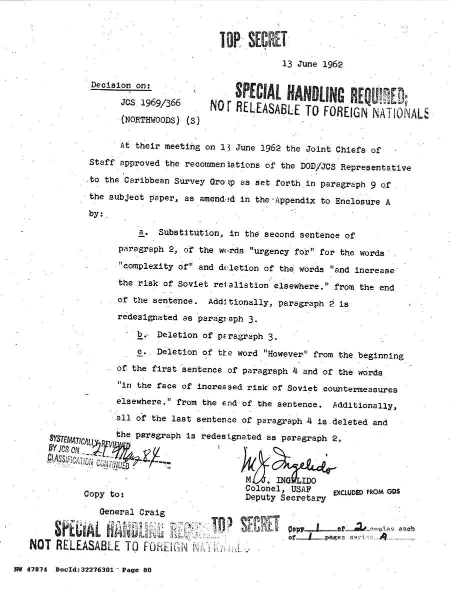Justification for US Military Intervention in Cuba — source page 80, facsimile of the released scan