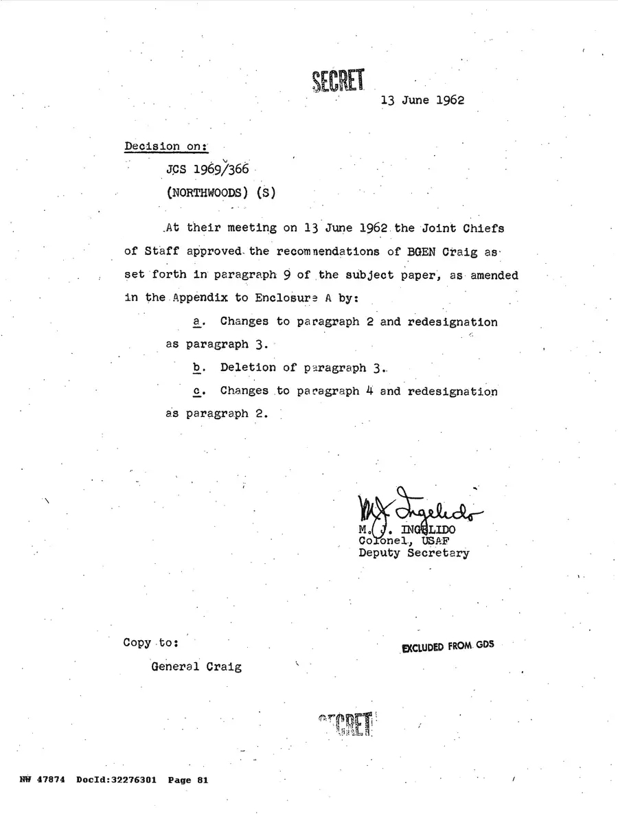 Justification for US Military Intervention in Cuba — source page 81, facsimile of the released scan