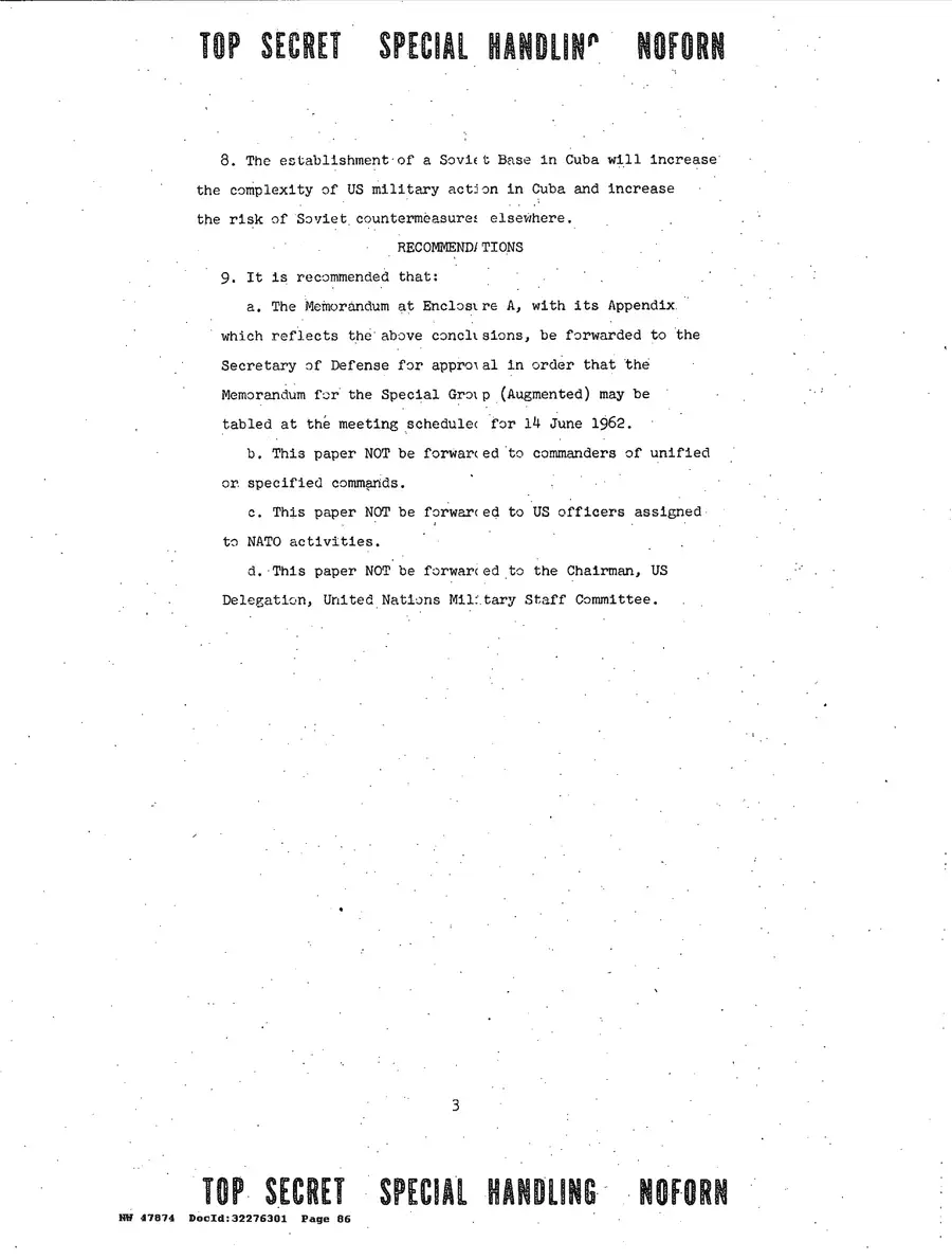 Justification for US Military Intervention in Cuba — source page 86, facsimile of the released scan