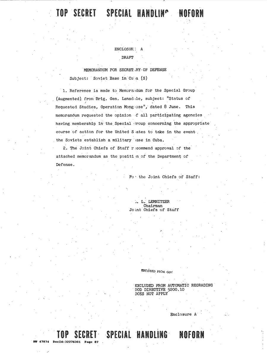 Justification for US Military Intervention in Cuba — source page 87, facsimile of the released scan