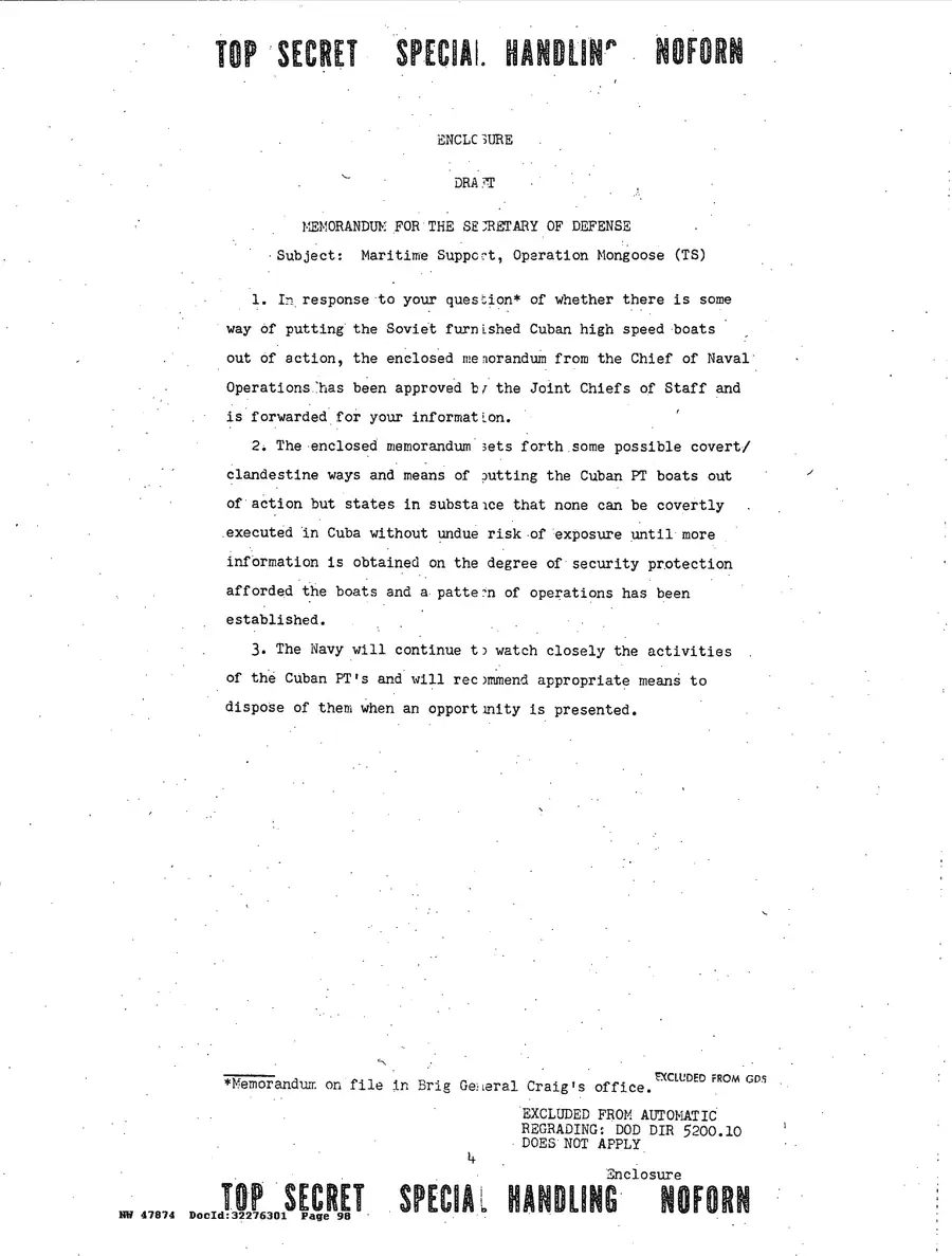 Justification for US Military Intervention in Cuba — source page 98, facsimile of the released scan