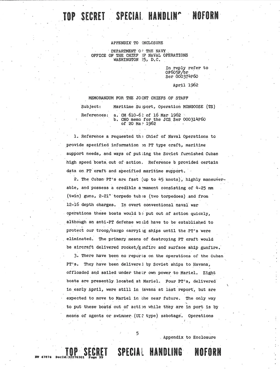 Justification for US Military Intervention in Cuba — source page 99, facsimile of the released scan