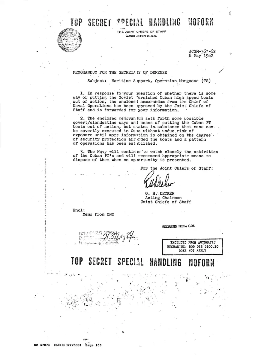 Justification for US Military Intervention in Cuba — source page 103, facsimile of the released scan