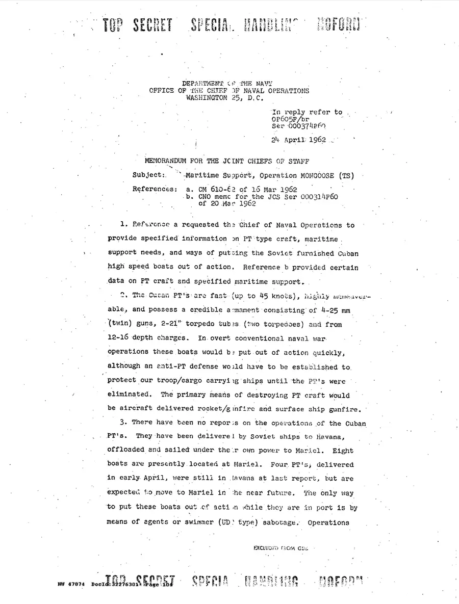 Justification for US Military Intervention in Cuba — source page 104, facsimile of the released scan