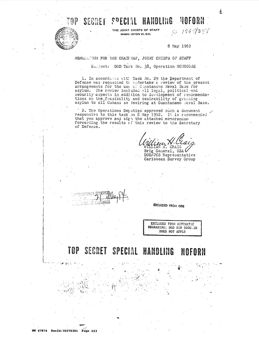 Justification for US Military Intervention in Cuba — source page 113, facsimile of the released scan