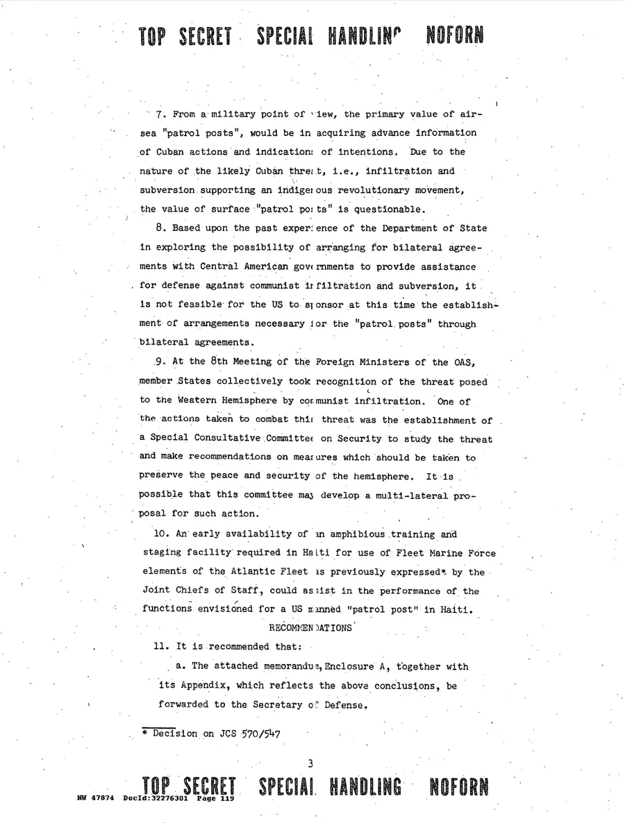 Justification for US Military Intervention in Cuba — source page 119, facsimile of the released scan