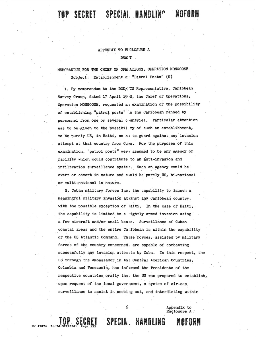Justification for US Military Intervention in Cuba — source page 122, facsimile of the released scan