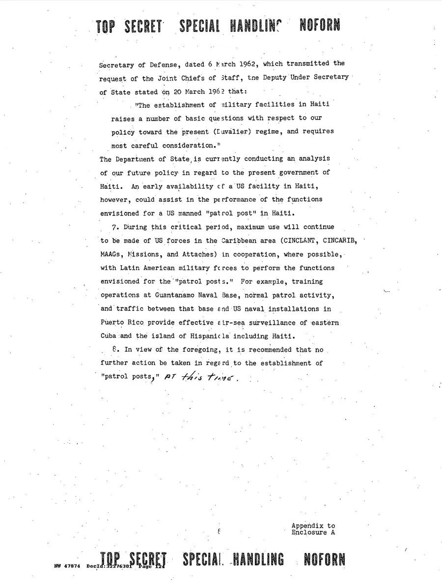 Justification for US Military Intervention in Cuba — source page 124, facsimile of the released scan