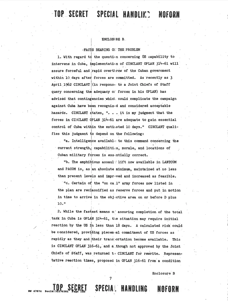 Justification for US Military Intervention in Cuba — source page 140, facsimile of the released scan