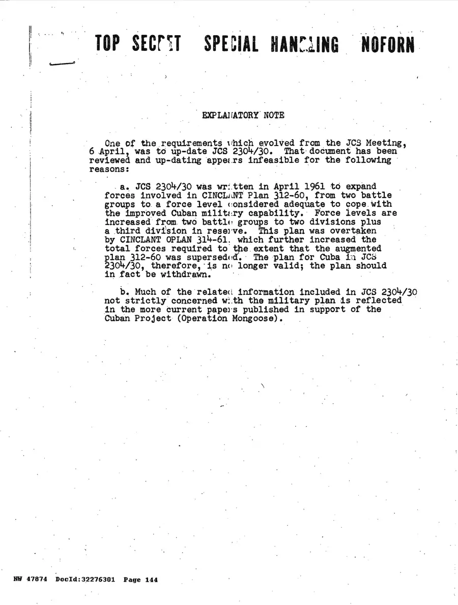 Justification for US Military Intervention in Cuba — source page 144, facsimile of the released scan