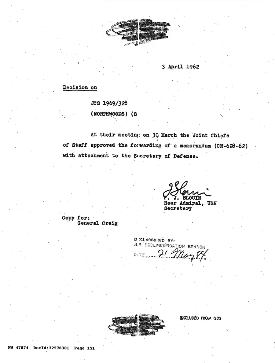 Justification for US Military Intervention in Cuba — source page 151, facsimile of the released scan