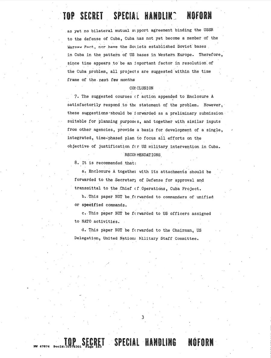 Justification for US Military Intervention in Cuba — source page 163, facsimile of the released scan