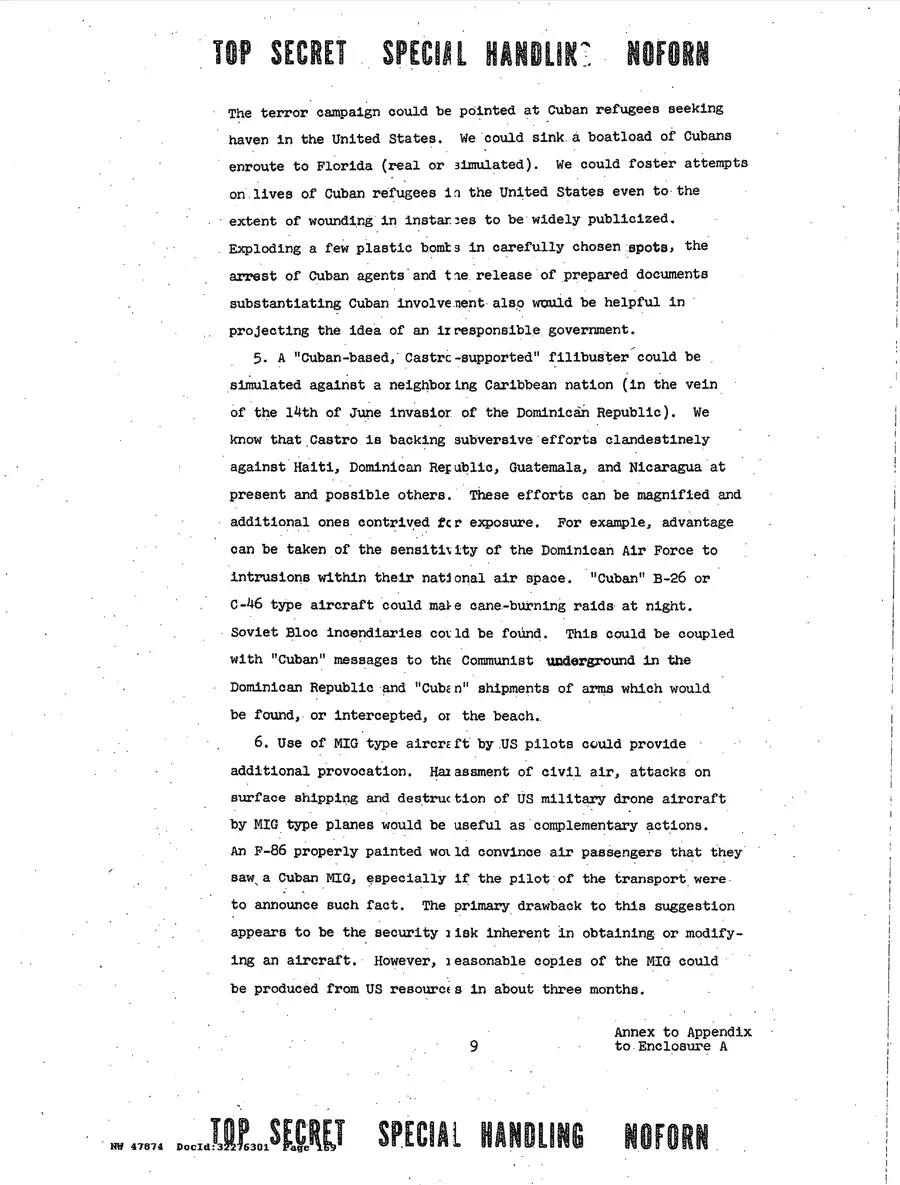 Justification for US Military Intervention in Cuba — source page 169, facsimile of the released scan