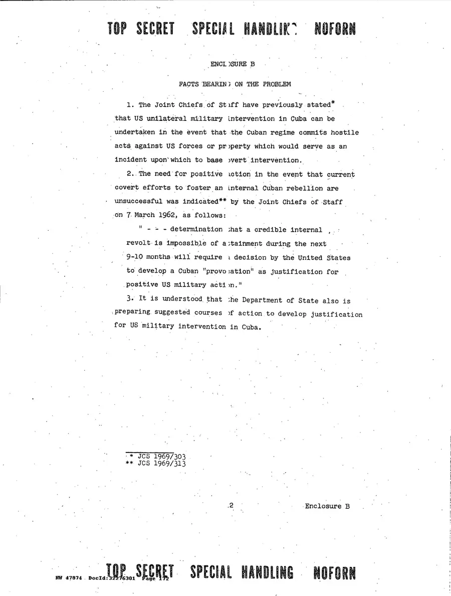 Justification for US Military Intervention in Cuba — source page 172, facsimile of the released scan