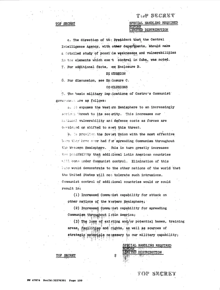 Justification for US Military Intervention in Cuba — source page 199, facsimile of the released scan