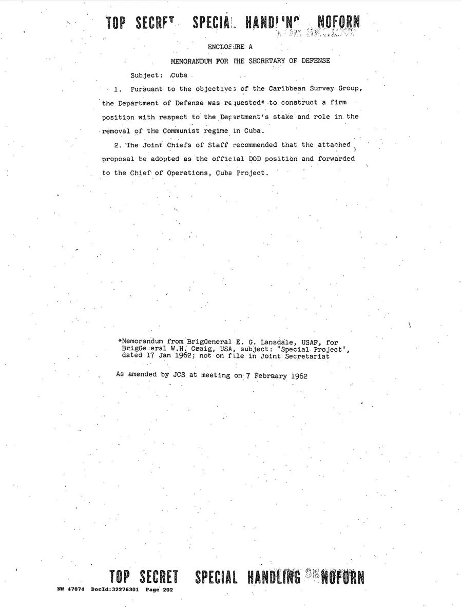 Justification for US Military Intervention in Cuba — source page 202, facsimile of the released scan