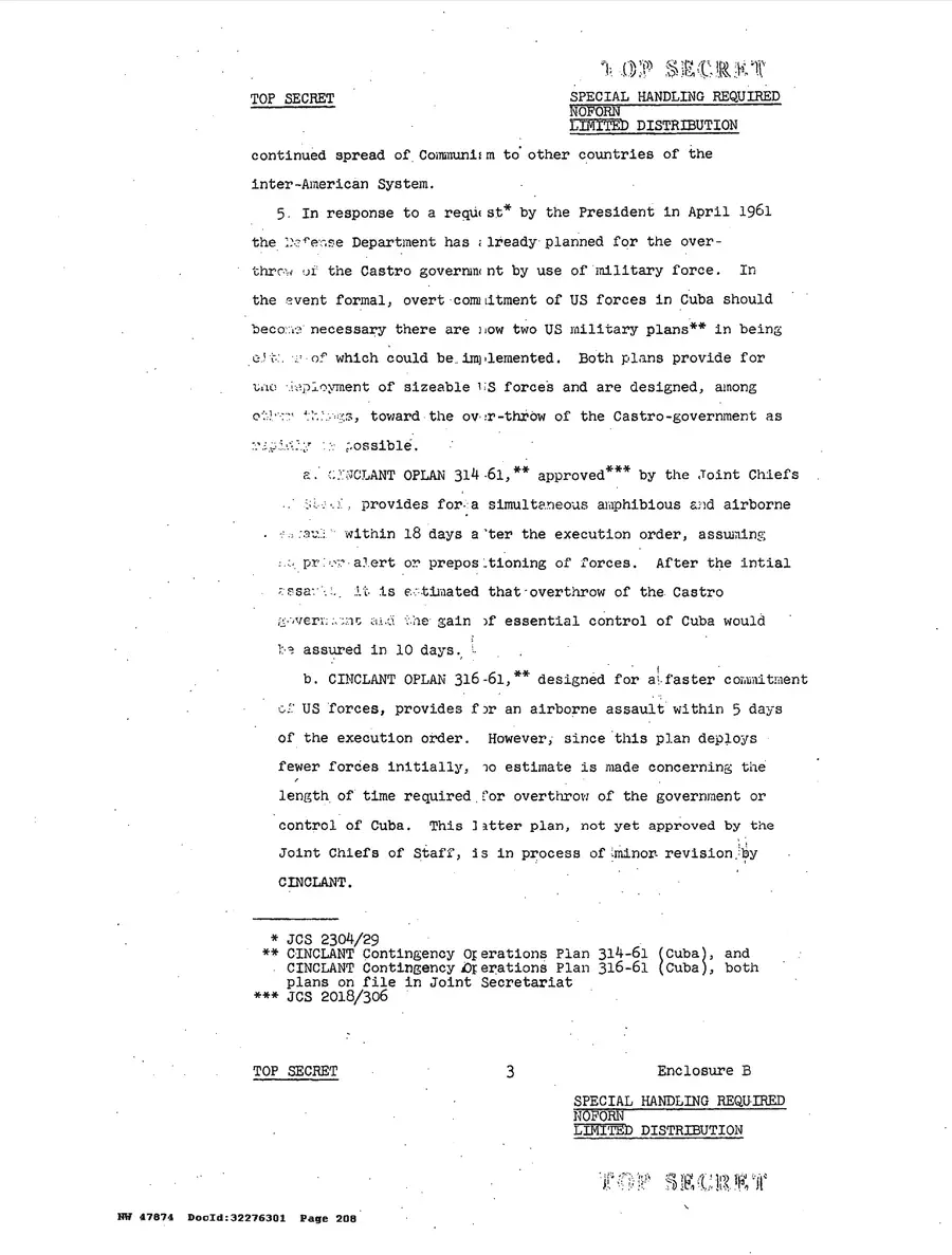 Justification for US Military Intervention in Cuba — source page 208, facsimile of the released scan