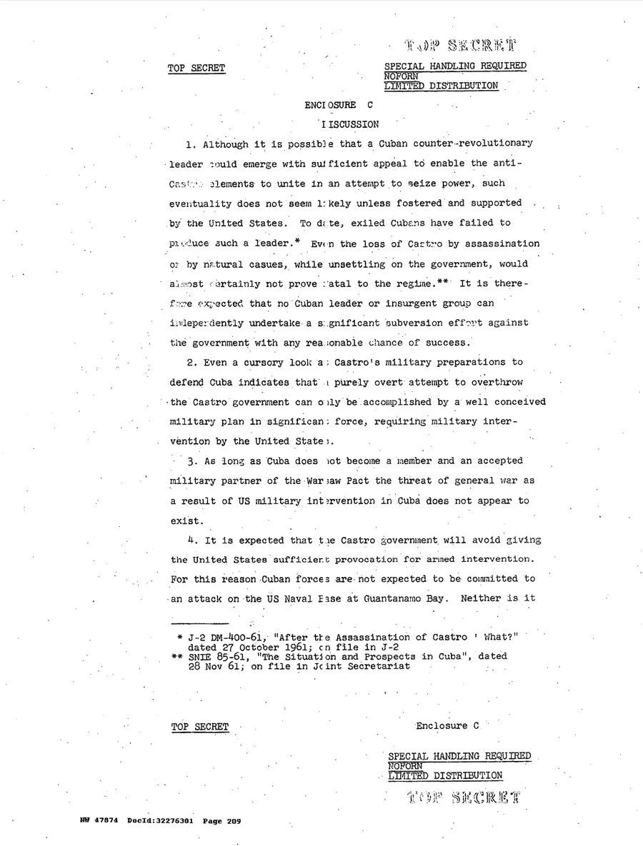 Justification for US Military Intervention in Cuba — source page 209, facsimile of the released scan