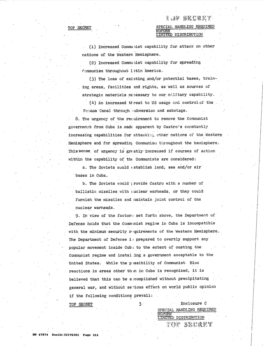 Justification for US Military Intervention in Cuba — source page 211, facsimile of the released scan