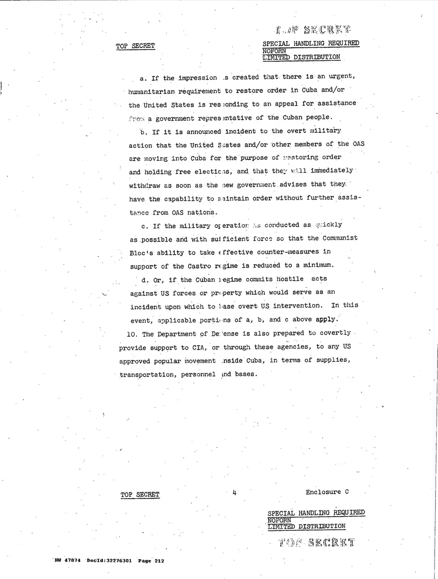 Justification for US Military Intervention in Cuba — source page 212, facsimile of the released scan